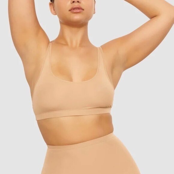 Skims Jelly Sheer Scoop Neck Bralette in Clay, Size Medium - Picture 1 of 6